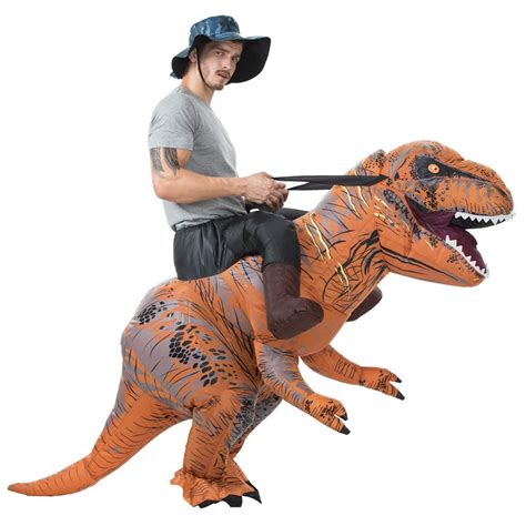 riding on dinosaur costume